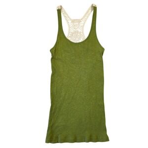 Mudd Womens Y2k Medium Green Ribbed Tank Top 2000s Tight Bratz Casual Summer